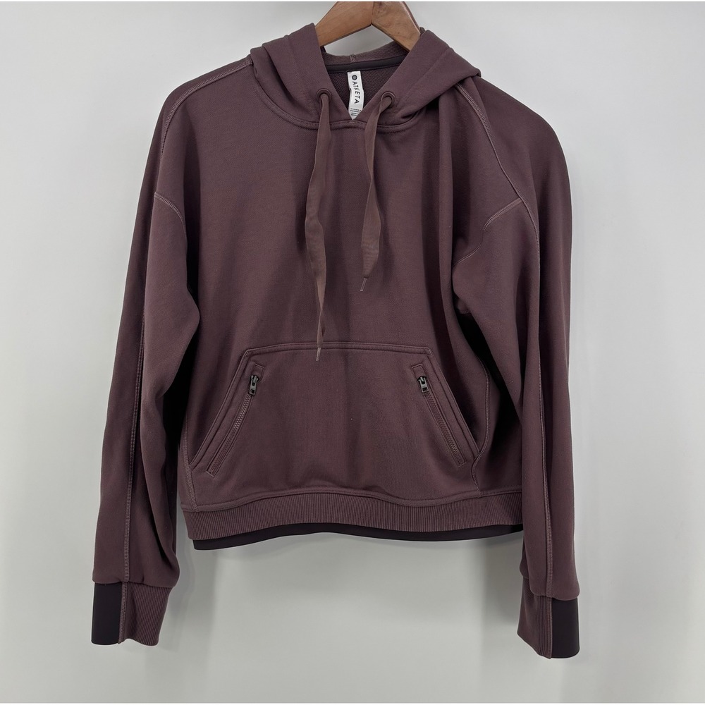 Athleta Recover Hoodie Smoked Almond Brown Womens Small S